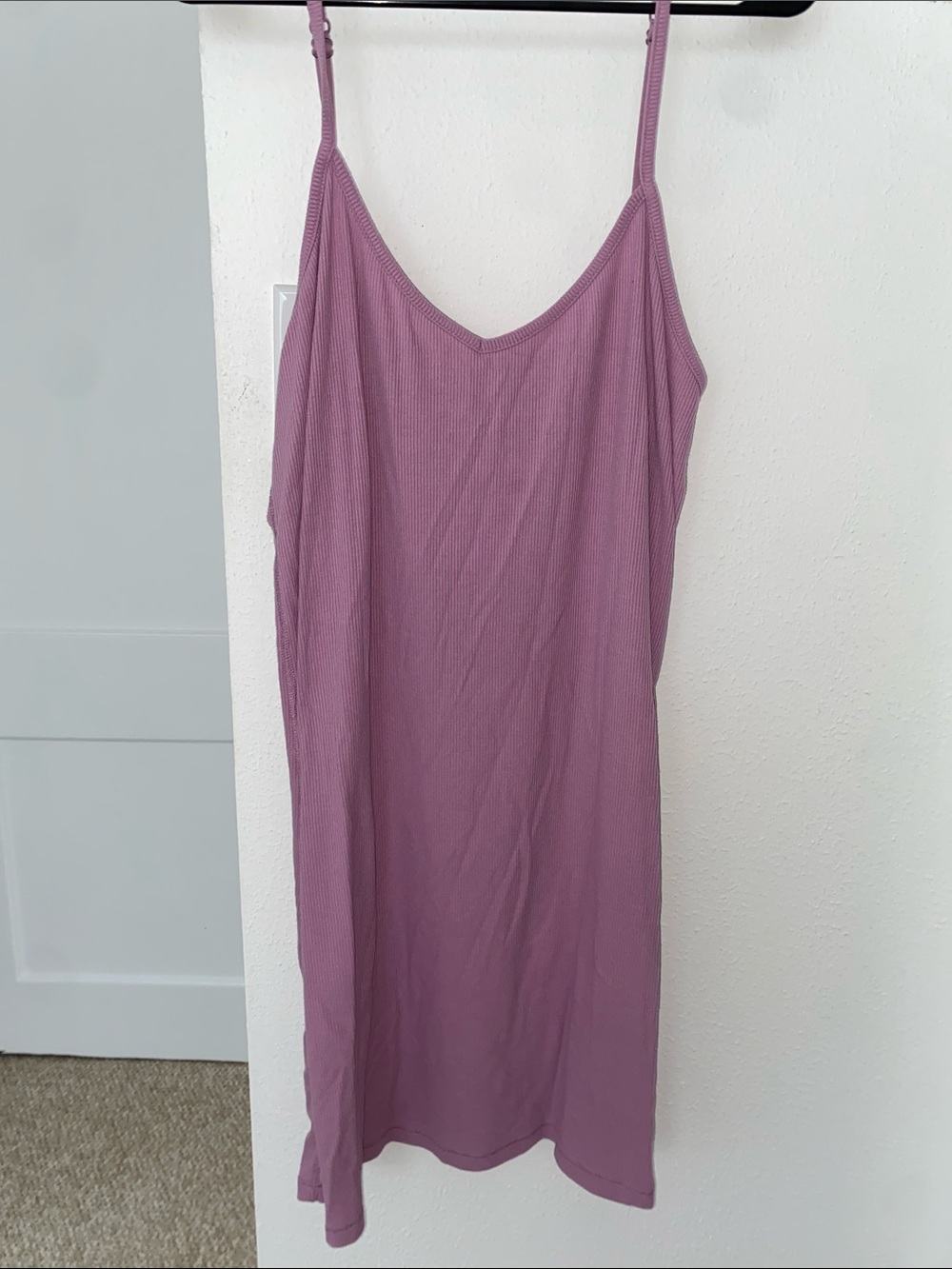 stars above Mauve Pink Ribbed Slip Chemise